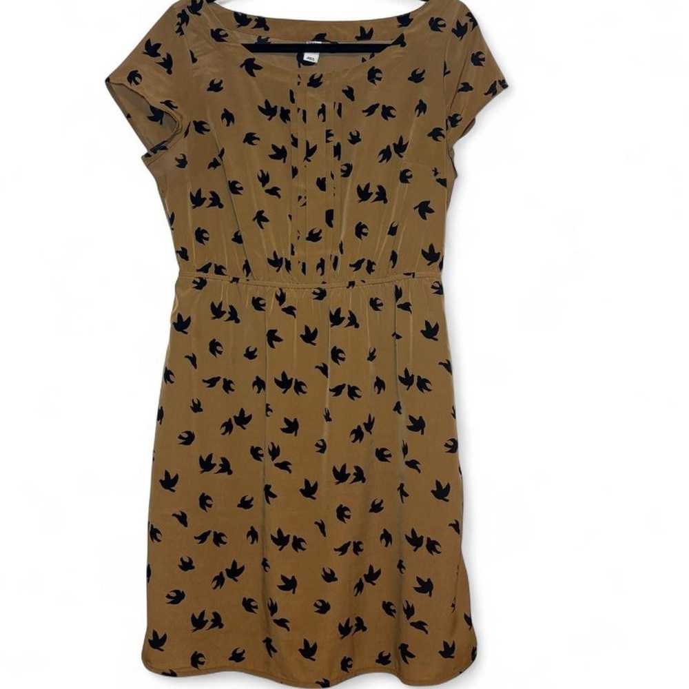 Old Navy Tan/Khaki Midi Dress + Black Birds